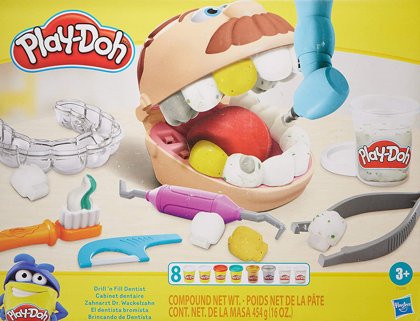 Play-Doh Gold Drill 'n Fill Dentist  with Cavity and Metallic Colored Modeling Compound, 10 Tools and 8 Cans