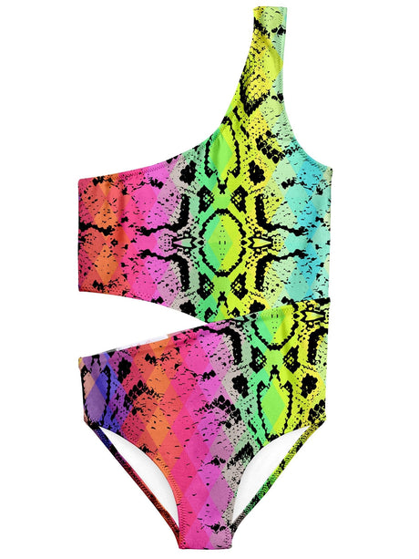 Rainbow Snakeskin Cut Out Swimsuit