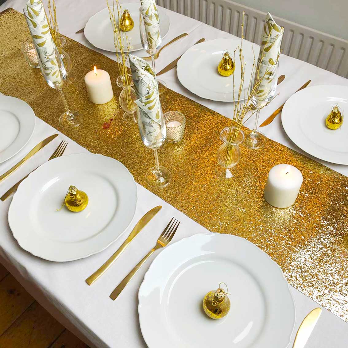 Gold Glitter Table Runner