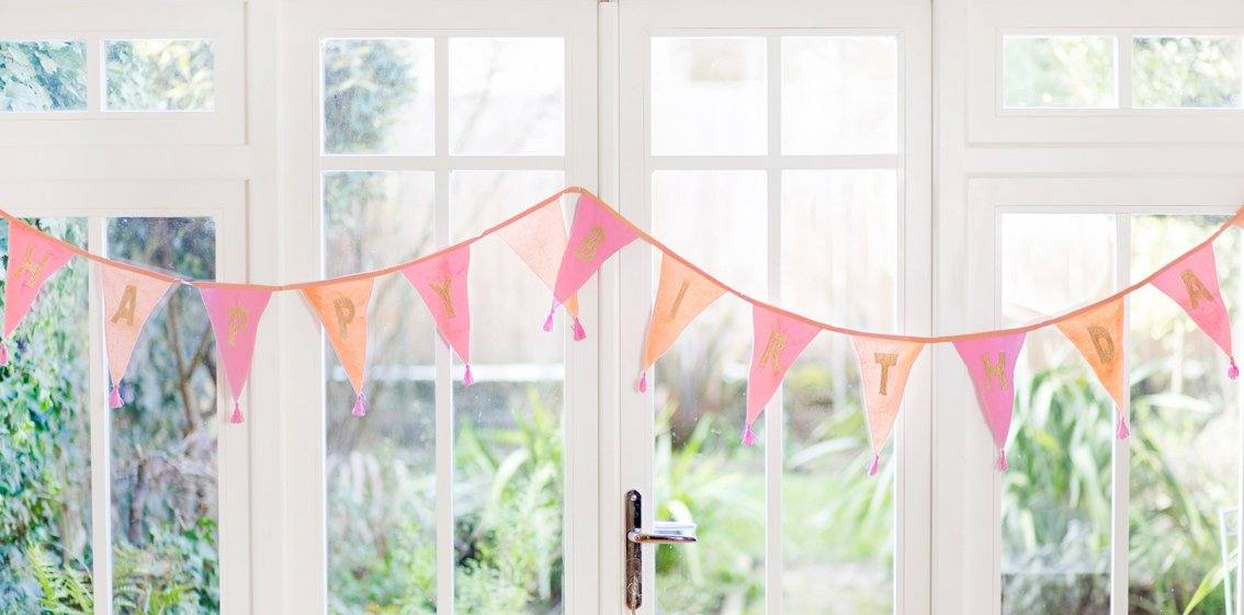 Pink Happy Birthday Fabric Bunting