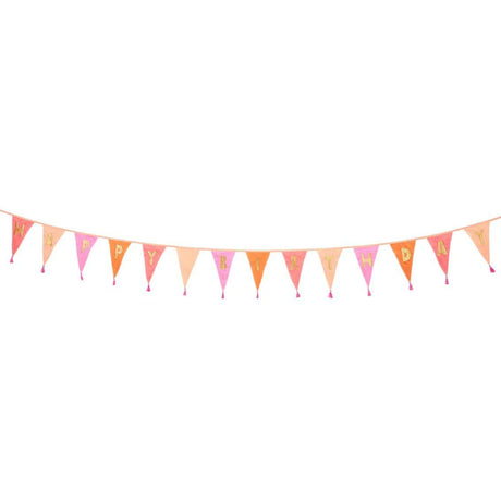 Pink Happy Birthday Fabric Bunting