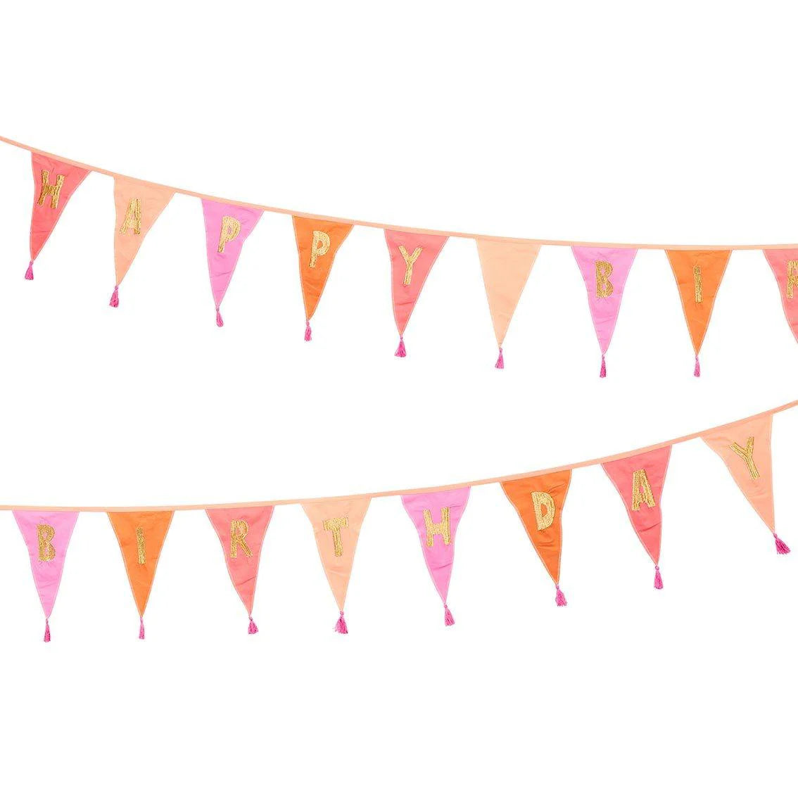 Pink Happy Birthday Fabric Bunting