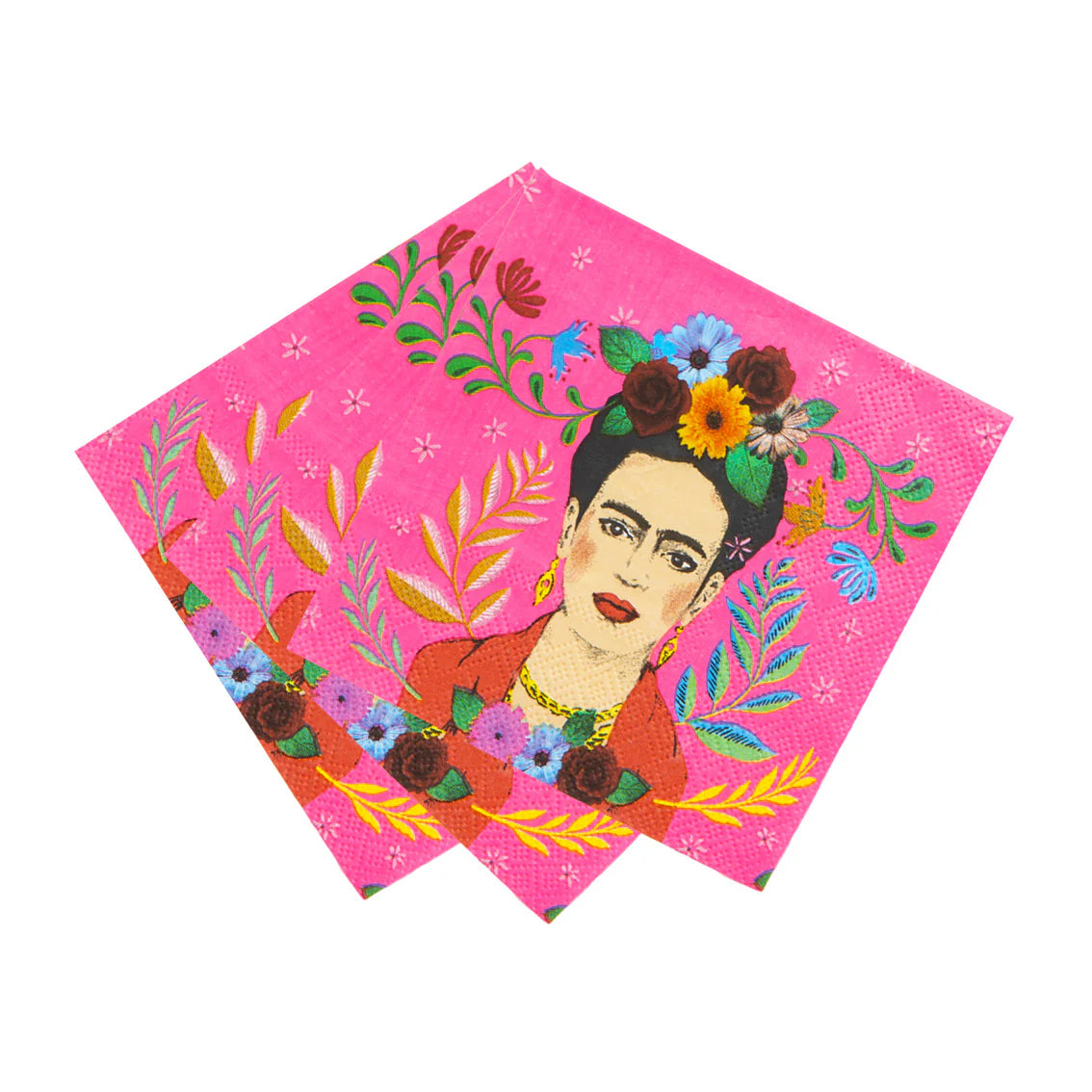 Pink Frida Kahlo Cocktail Napkin