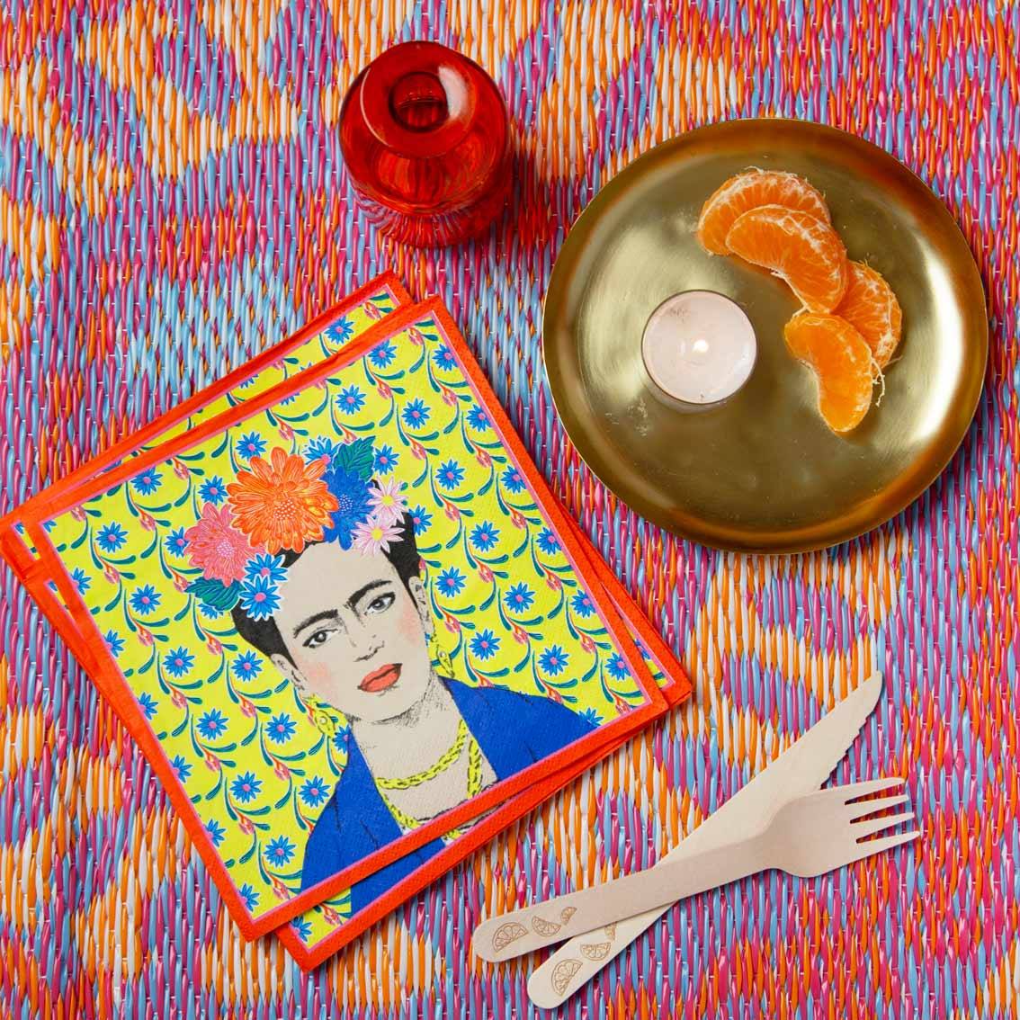 Yellow Frida Kahlo Paper Napkins