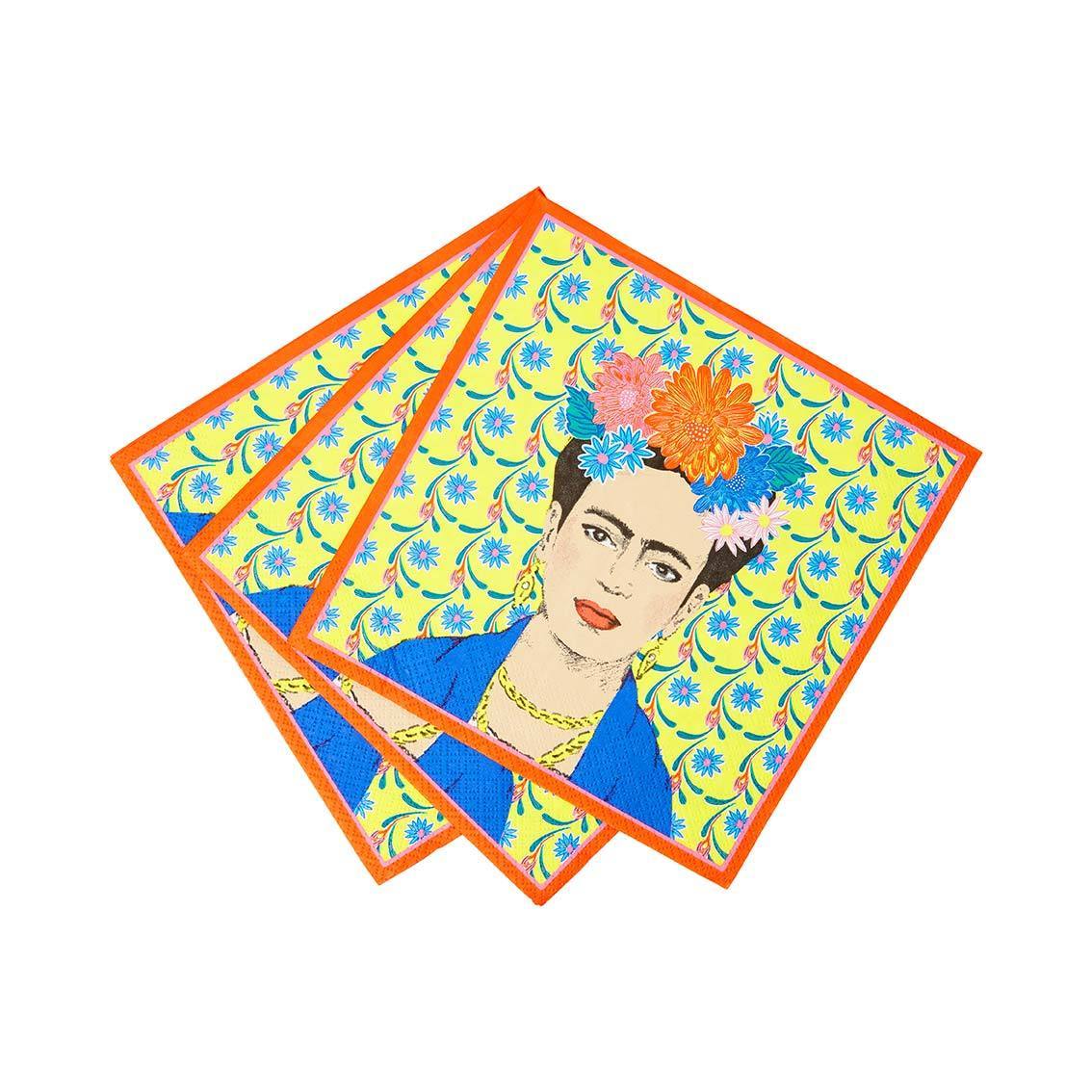 Yellow Frida Kahlo Paper Napkins