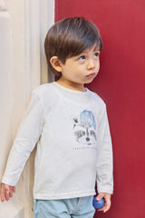 T-Shirt - Ecru Illustration raccoon