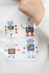 T-SHIRT - Blue Grey Illustration robots