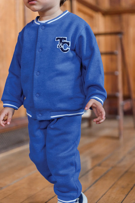 Boys Electric Blue Jersey Varsity Trouser Set