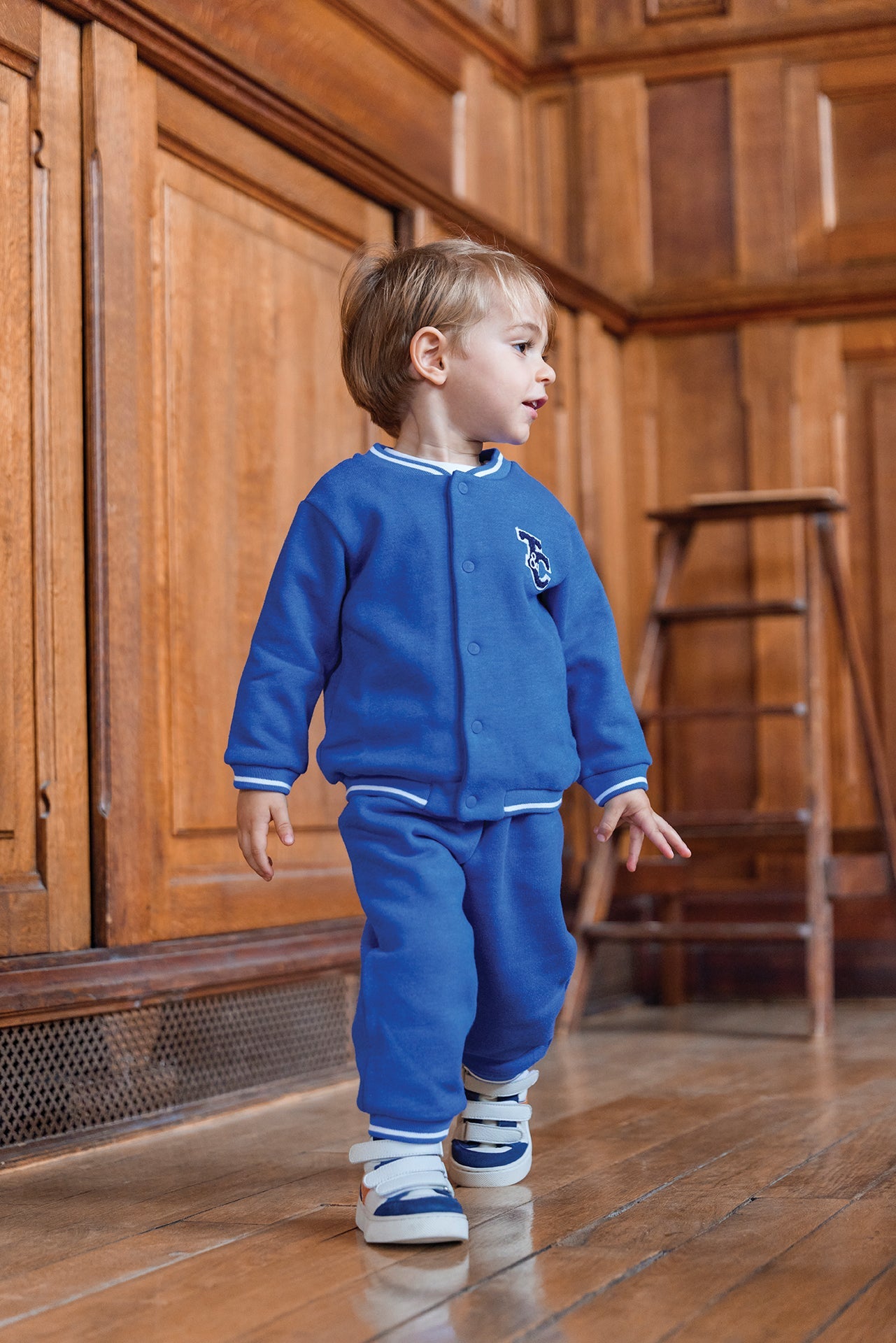 Boys Electric Blue Jersey Varsity Trouser Set