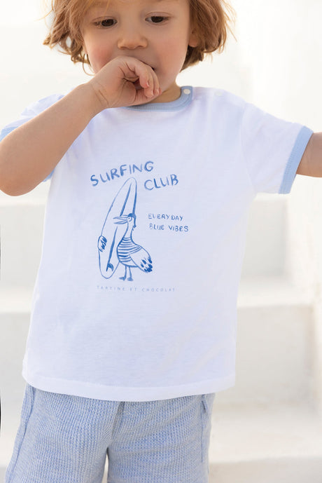 T-Shirt - White Cotton Illustration Seaside