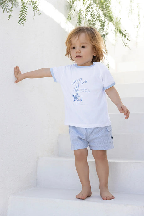 T-Shirt - White Cotton Illustration Seaside