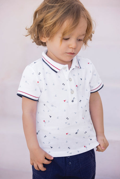 Polo Shirt - White Cotton Sports Club