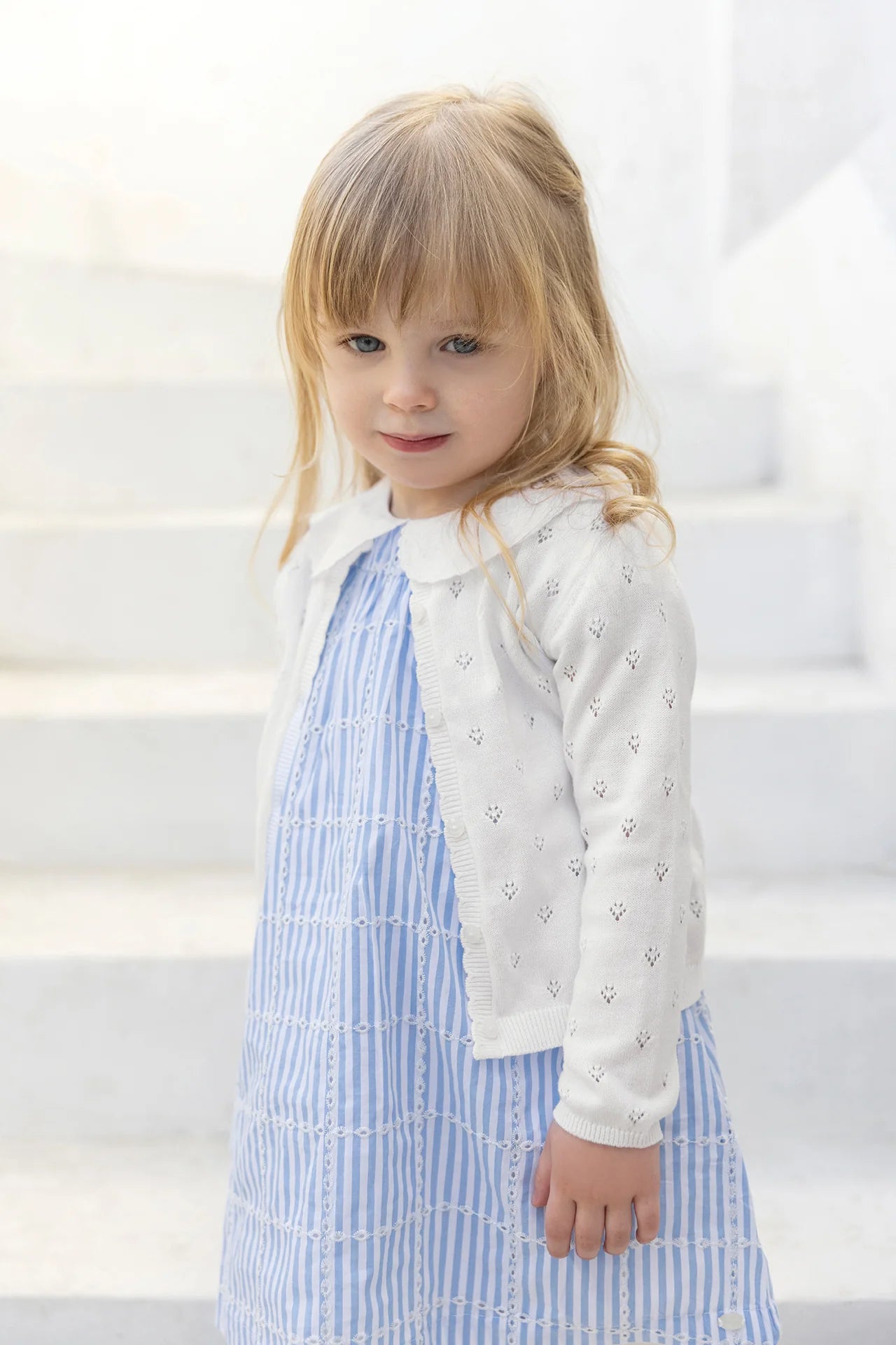 Dress - Azure Cotton Peter Pan Collar
