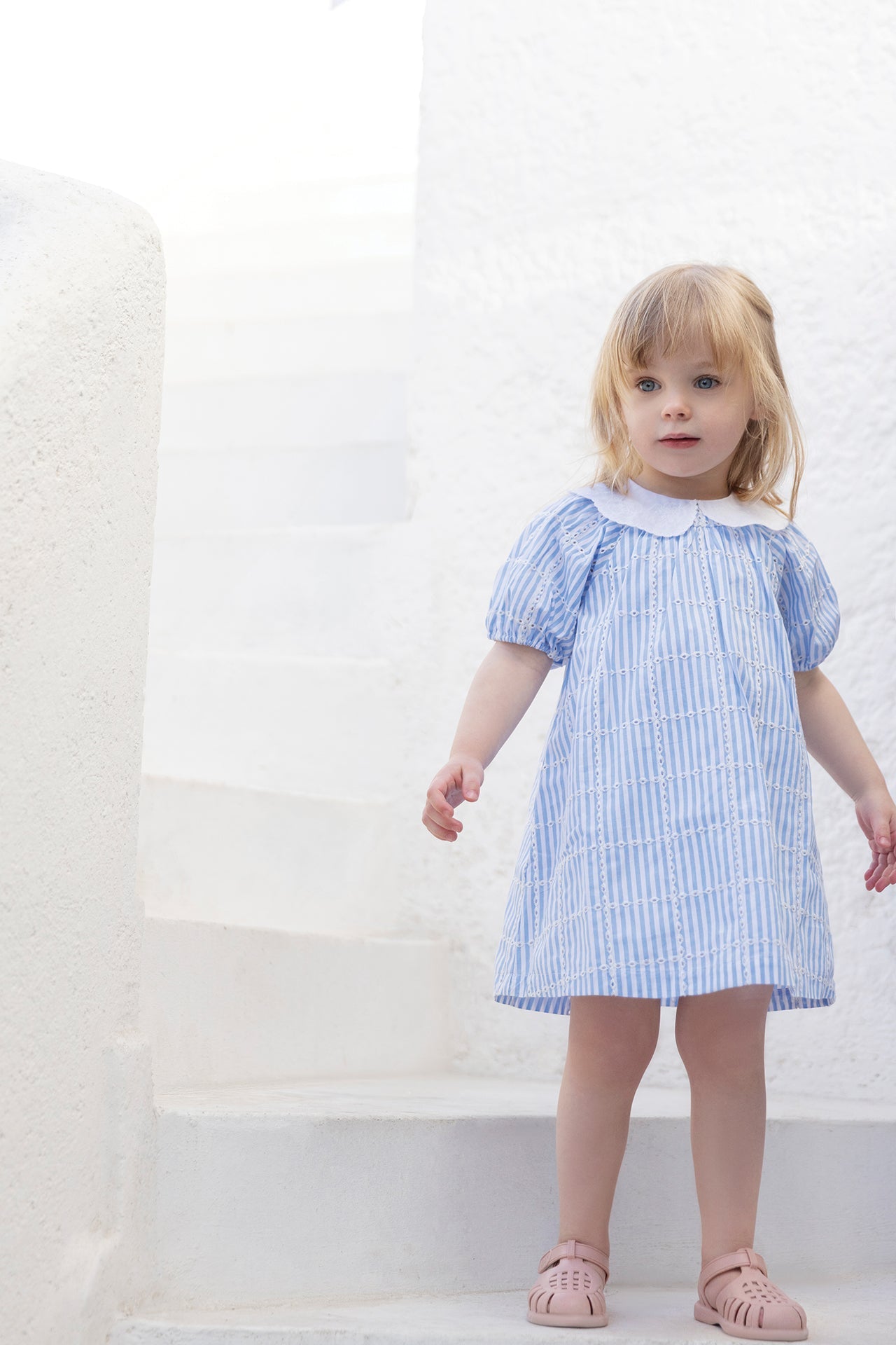 Dress - Azure Cotton Peter Pan Collar
