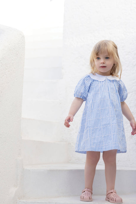 Dress - Azure Cotton Peter Pan Collar