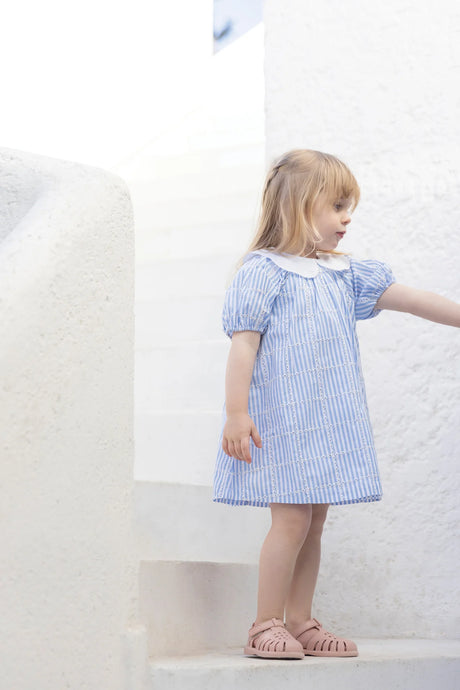 Dress - Azure Cotton Peter Pan Collar