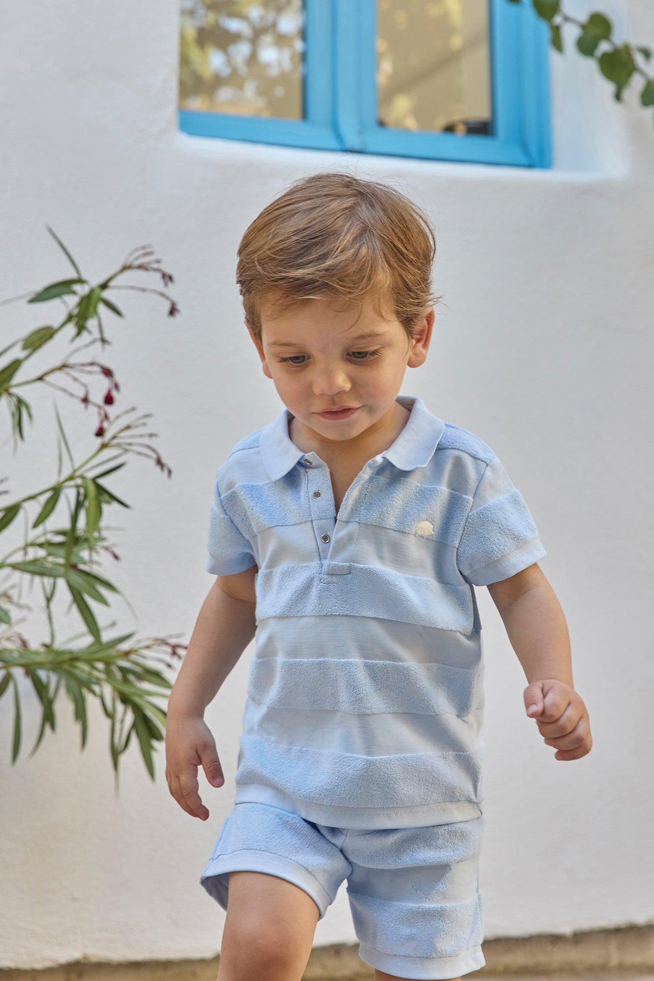 Short Set - Blue Cloud Cotton Stripes