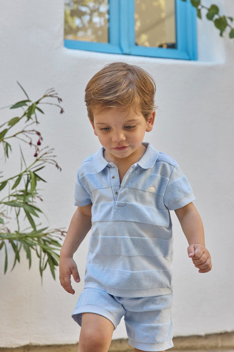 Short Set - Blue Cloud Cotton Stripes