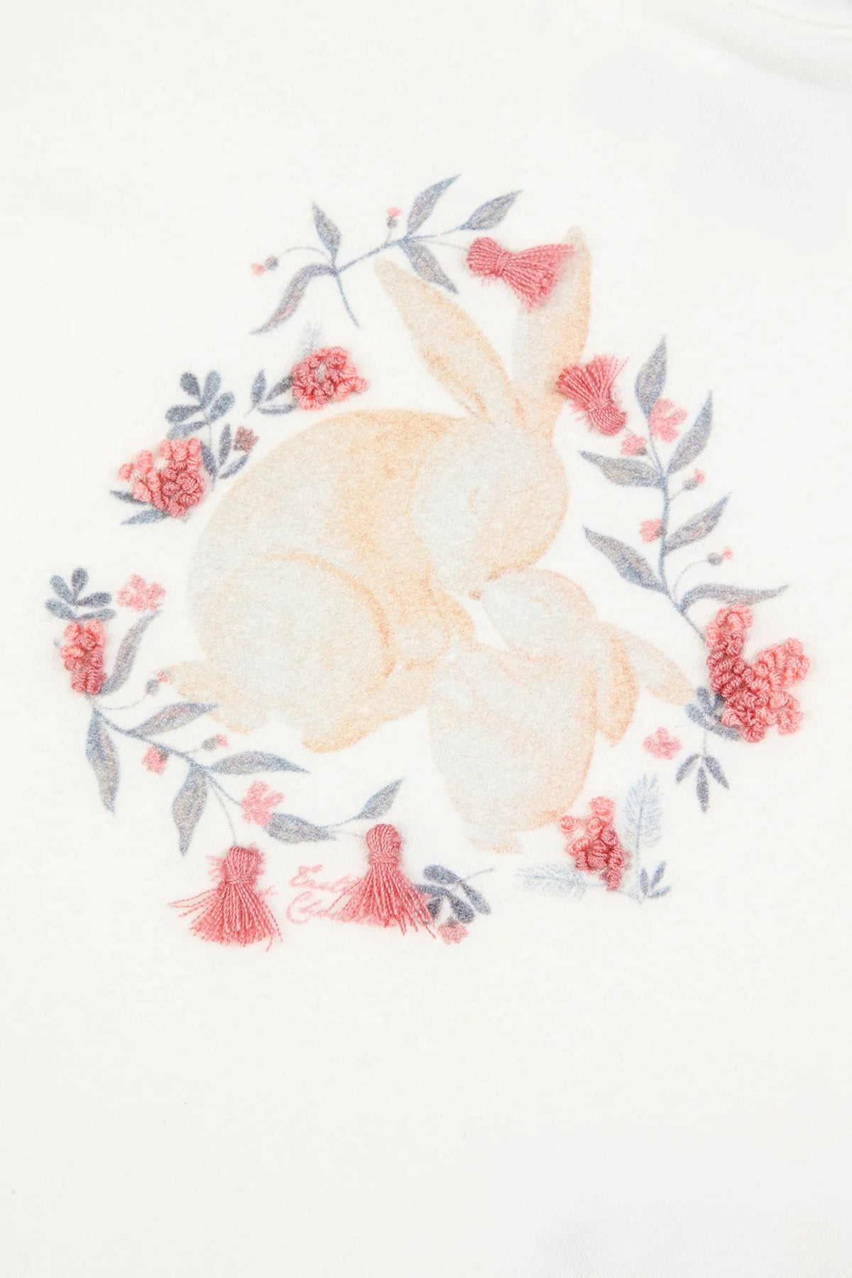 T-Shirt Medium Grey Cotton Rabbit Print