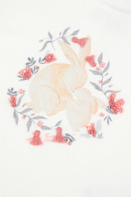 T-Shirt Medium Grey Cotton Rabbit Print