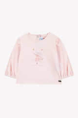 T-Shirt Misty Pink Cotton Dancing Mouse Print