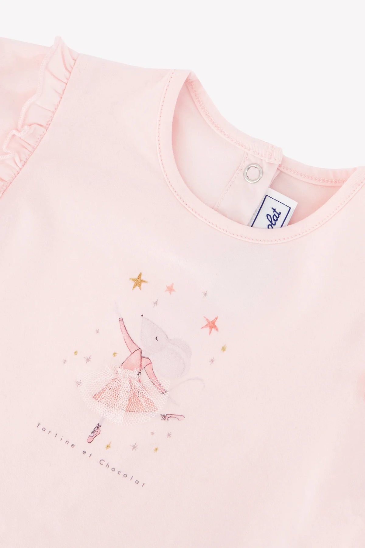 T-Shirt Misty Pink Cotton Dancing Mouse Print