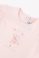 T-Shirt Misty Pink Cotton Dancing Mouse Print