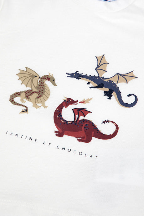 T-Shirt Burgundy Cotton Dinosaur Print