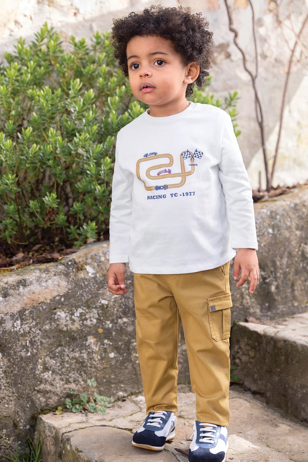 T-Shirt Mustard Cotton Racing Print
