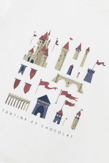 T-Shirt Ecru Cotton Castle Print
