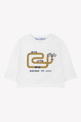 T-Shirt Mustard Cotton Racing Print