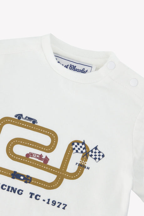 T-Shirt Mustard Cotton Racing Print