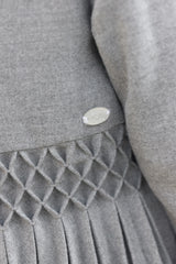Dress - Mid-Grey Round Neck Flat Pleats
