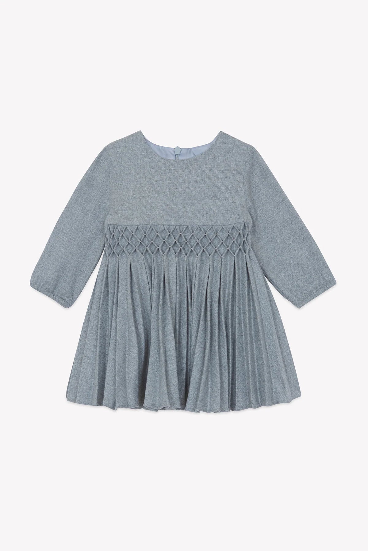 Dress - Mid-Grey Round Neck Flat Pleats
