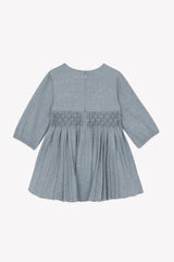 Dress - Mid-Grey Round Neck Flat Pleats