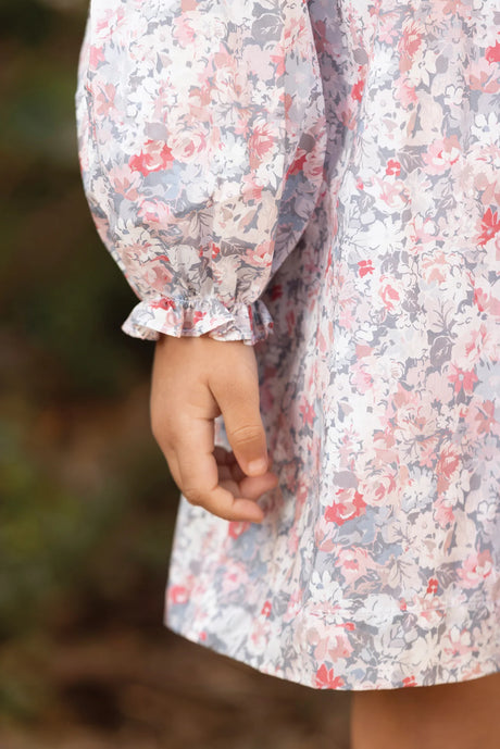 Dress - Cotton Mid Grey Floral Print