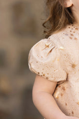 Dress - Pink Cotton Golden Patterns