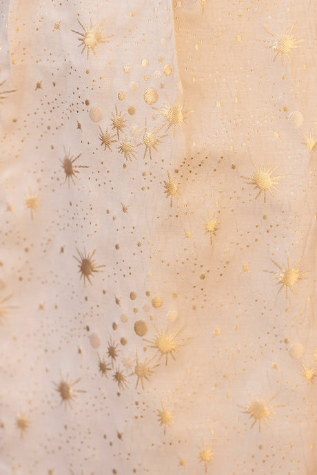 Dress - Pink Cotton Golden Patterns