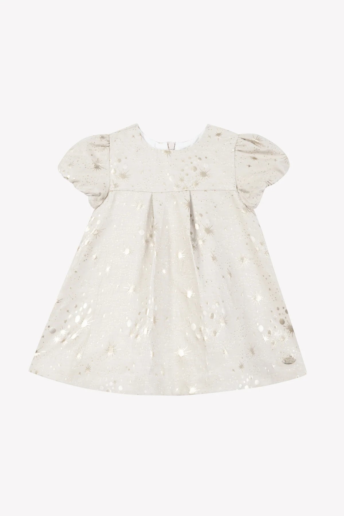 Dress - Ecru Cotton Golden Patterns