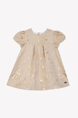 Dress - Pink Cotton Golden Patterns