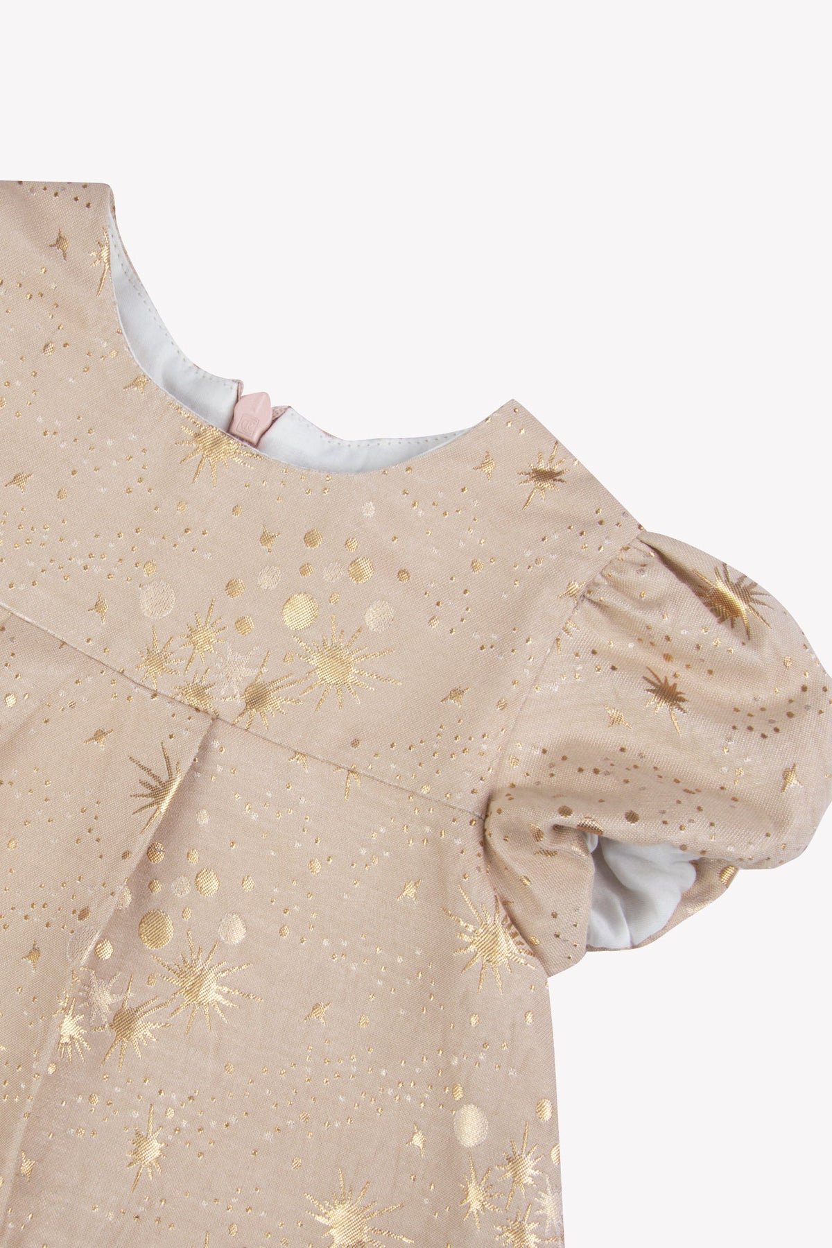 Dress - Pink Cotton Golden Patterns
