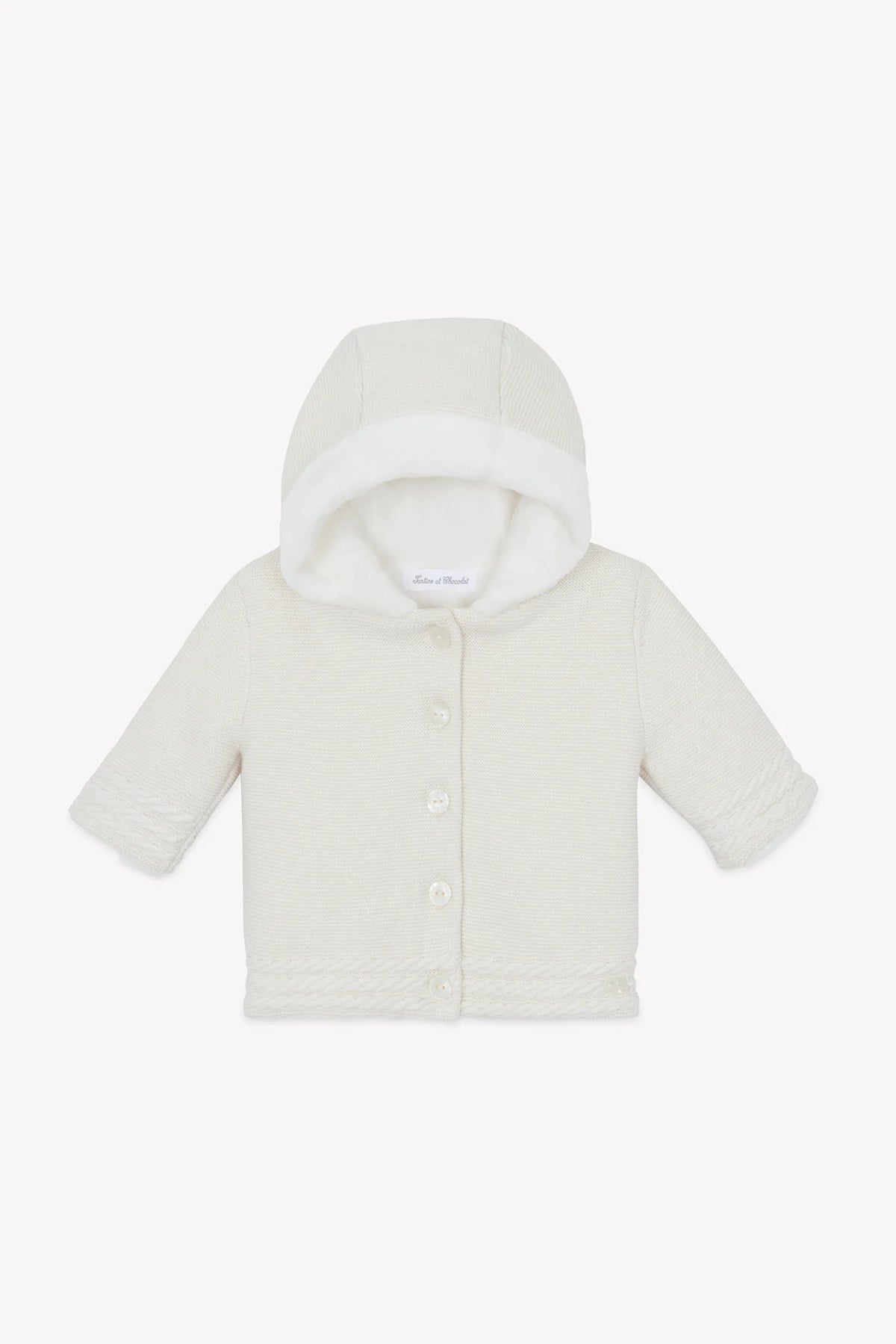 Coat - Ecru Mottled Cable-Knit