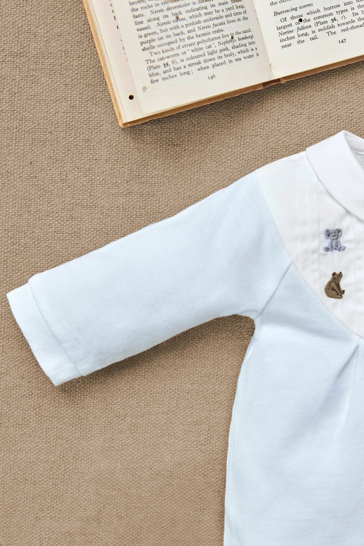 Onesie Pyjamas - Sky Blue Cotton Peter Pan Collar Animals