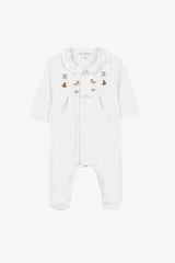Onesie Pyjamas - White Cotton Peter Pan Collar Animals