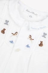 Onesie Pyjamas - White Cotton Peter Pan Collar Animals