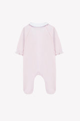 Onesie Pyjamas - Pale Pink Cotton Peter Pan Collar Flowers