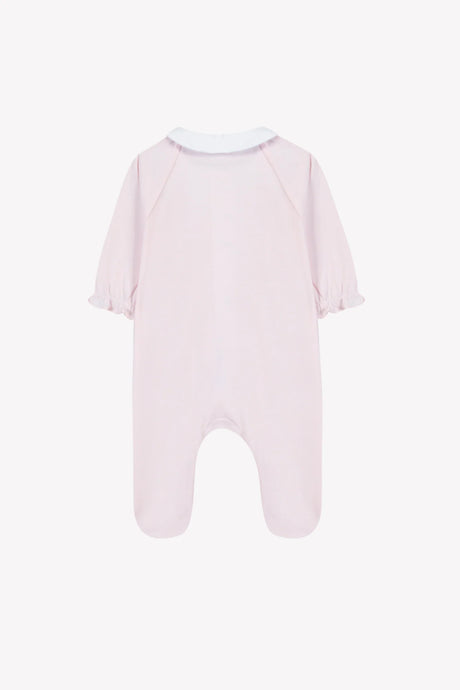 Onesie Pyjamas - Pale Pink Cotton Peter Pan Collar Flowers