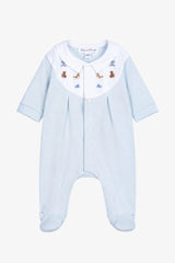Onesie Pyjamas - Sky Blue Cotton Peter Pan Collar Animals