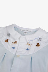 Onesie Pyjamas - Sky Blue Cotton Peter Pan Collar Animals