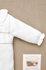Onesie Pyjamas - White Cotton Pointed Collar Embroidery